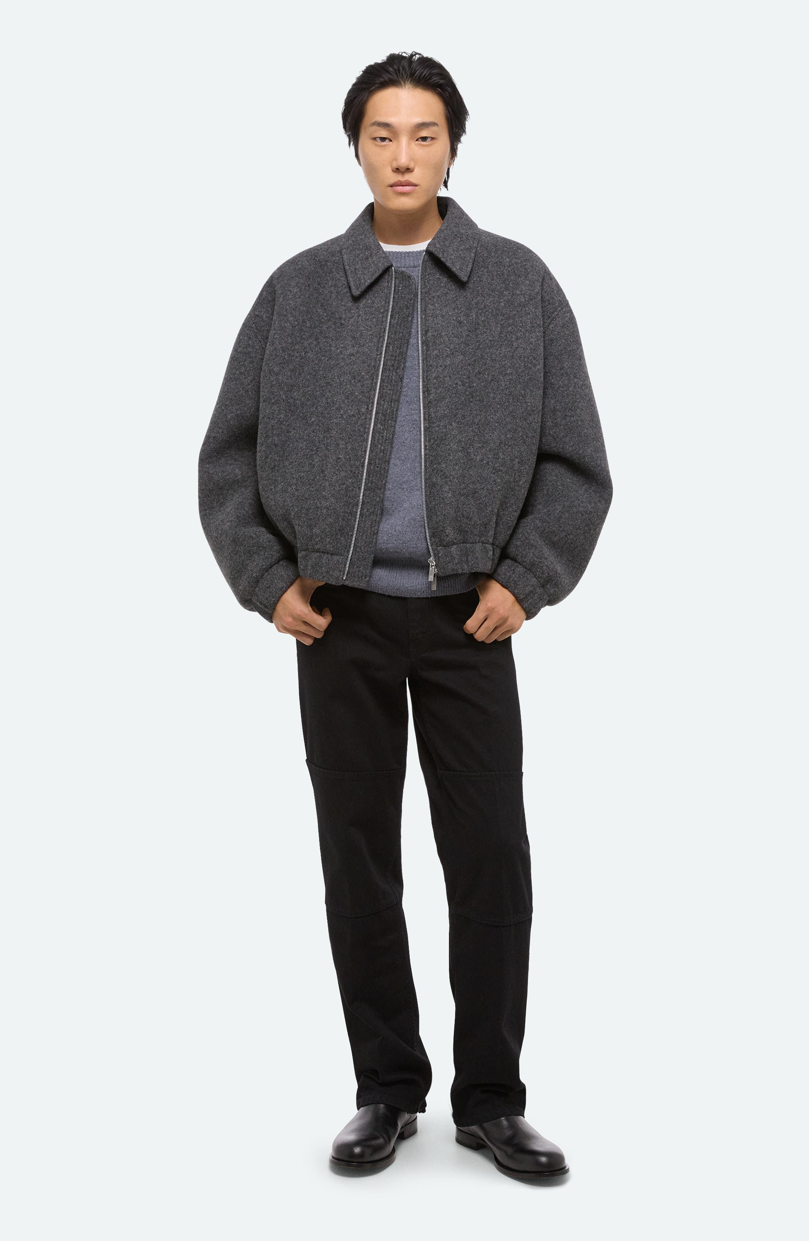 Helmut Lang Boiled Bomber in Grey Melange/Black at Nordstrom - 6
