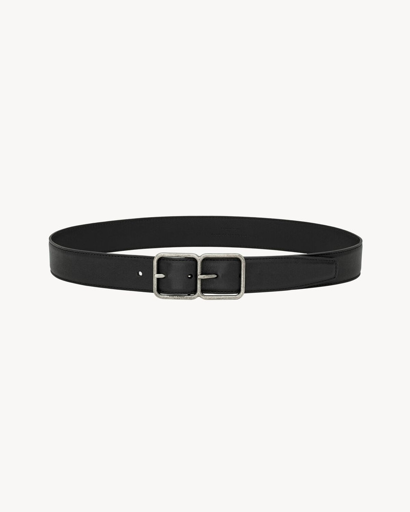 SAINT LAURENT DOUBLE FRAME BELT IN LACQUERED LEATHER outlook