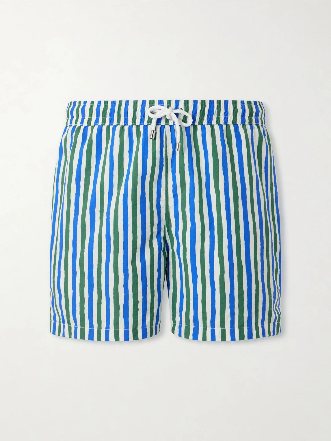 Straight-Leg Mid-Length Striped Swim Shorts - 1