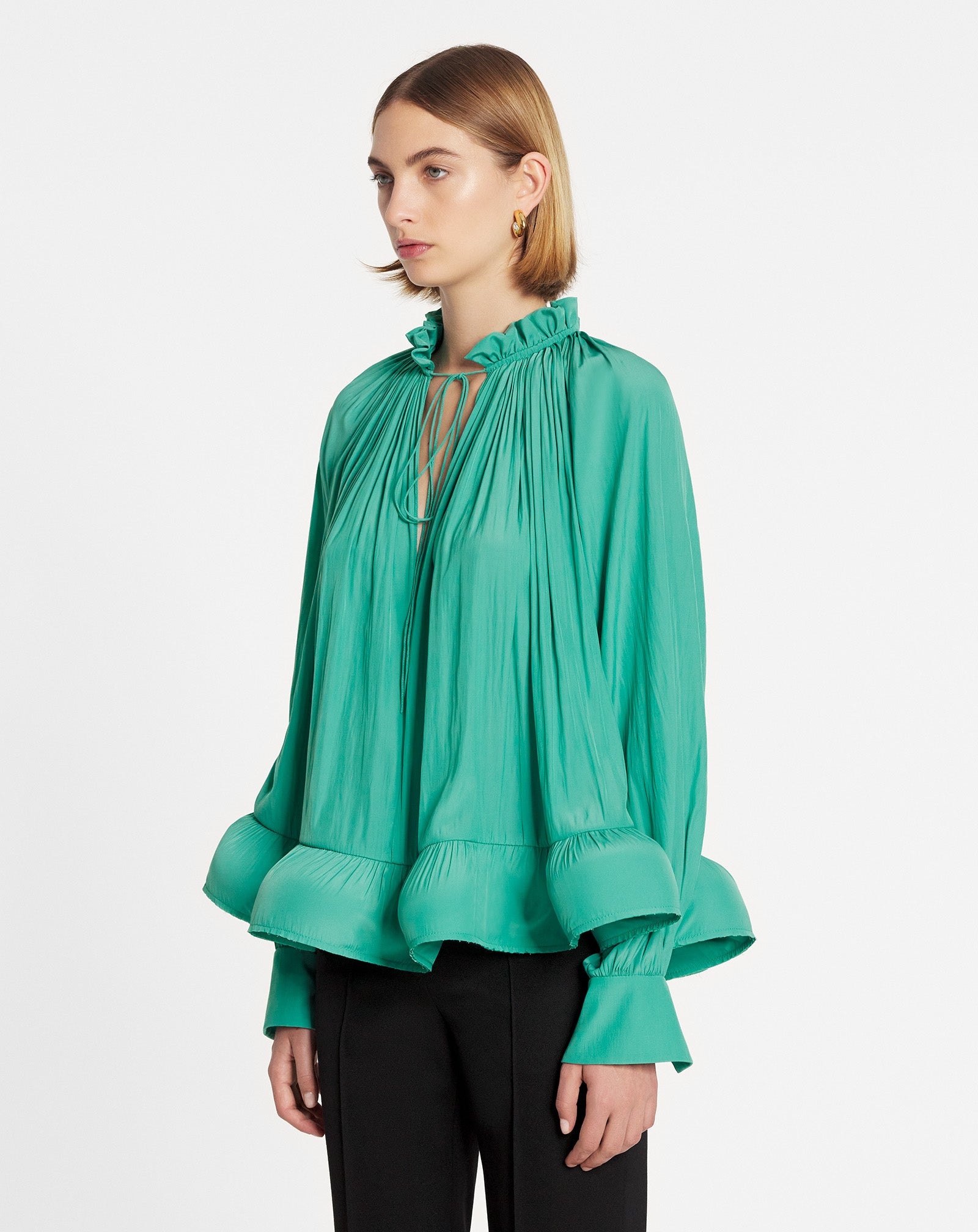 CHARMEUSE BLOUSE WITH LONG SLEEVES - 3