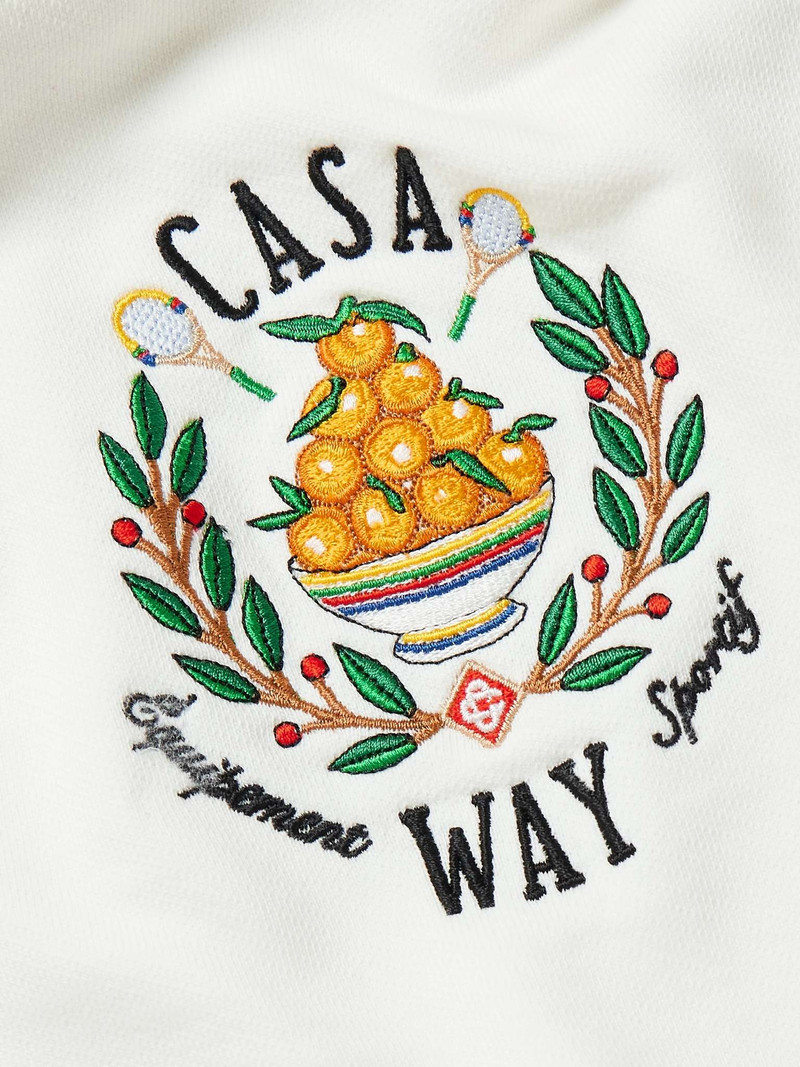 Casa Way Logo-Embroidered Organic Cotton-Jersey Hoodie 4