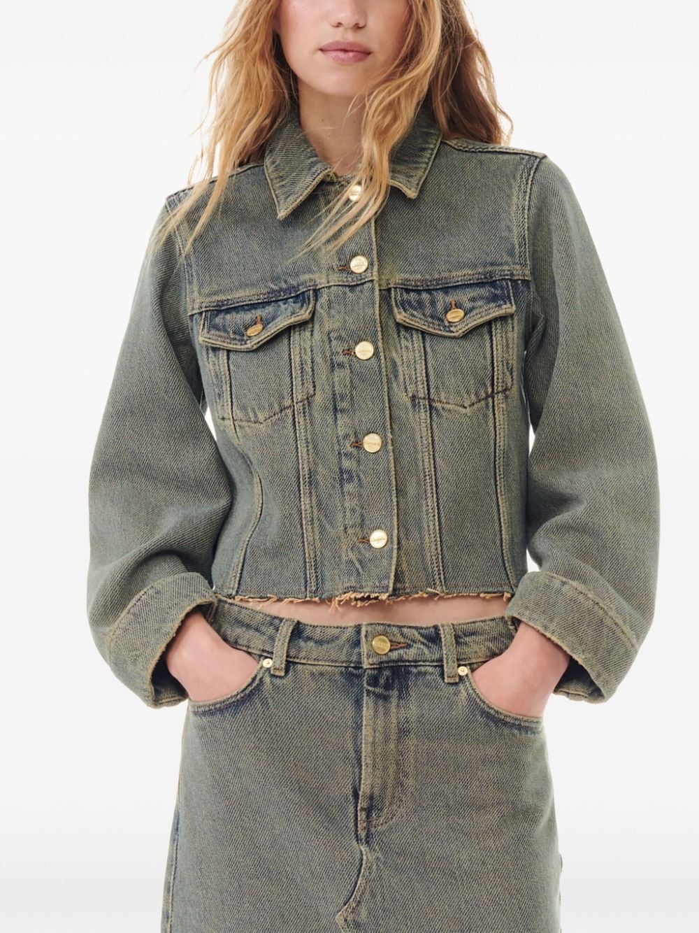 raw-cut hem denim jacket - 5