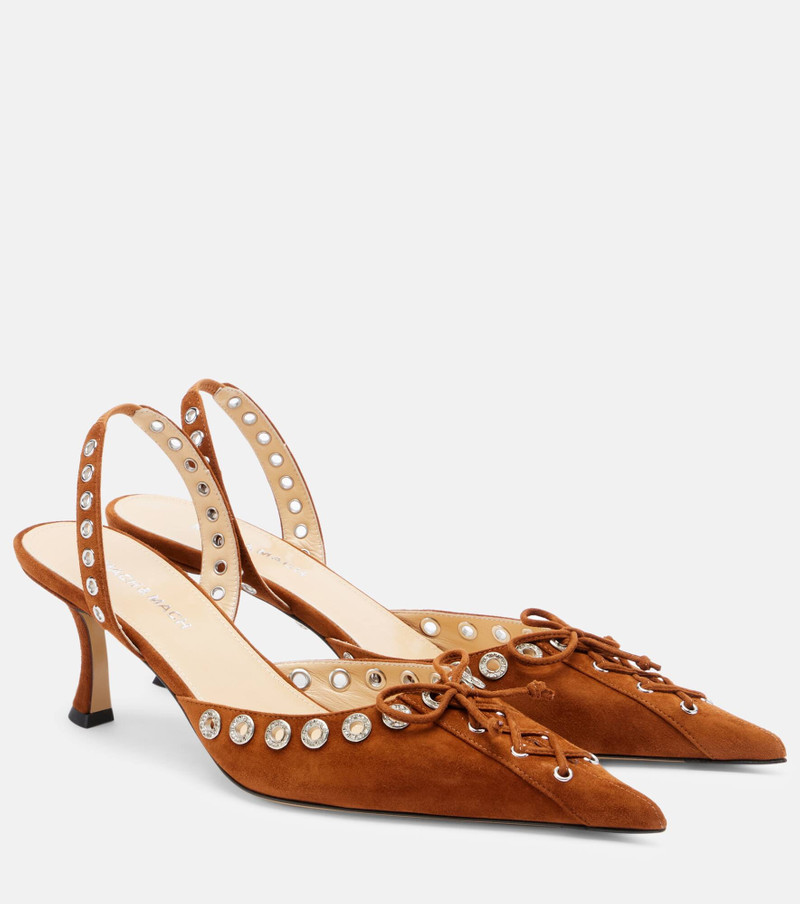 Crystalized Corset 65 suede slingback pumps 1