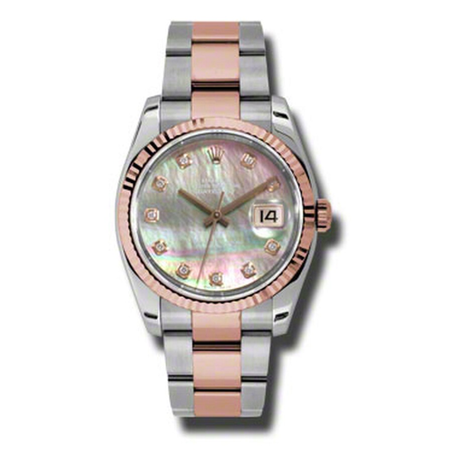 Rolex Oyster Perpetual Datejust 36 Black Mother of Pearl Dial Stainless Steel and 18K Everose Gold B - 1