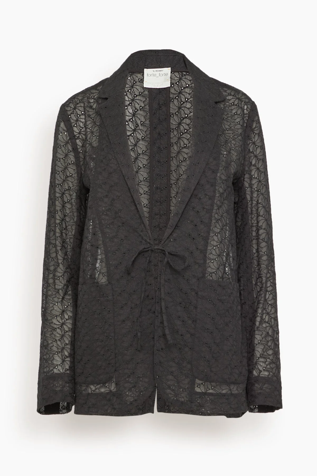 Broderie Anglaise Embroidery Jacket in Noir - 1