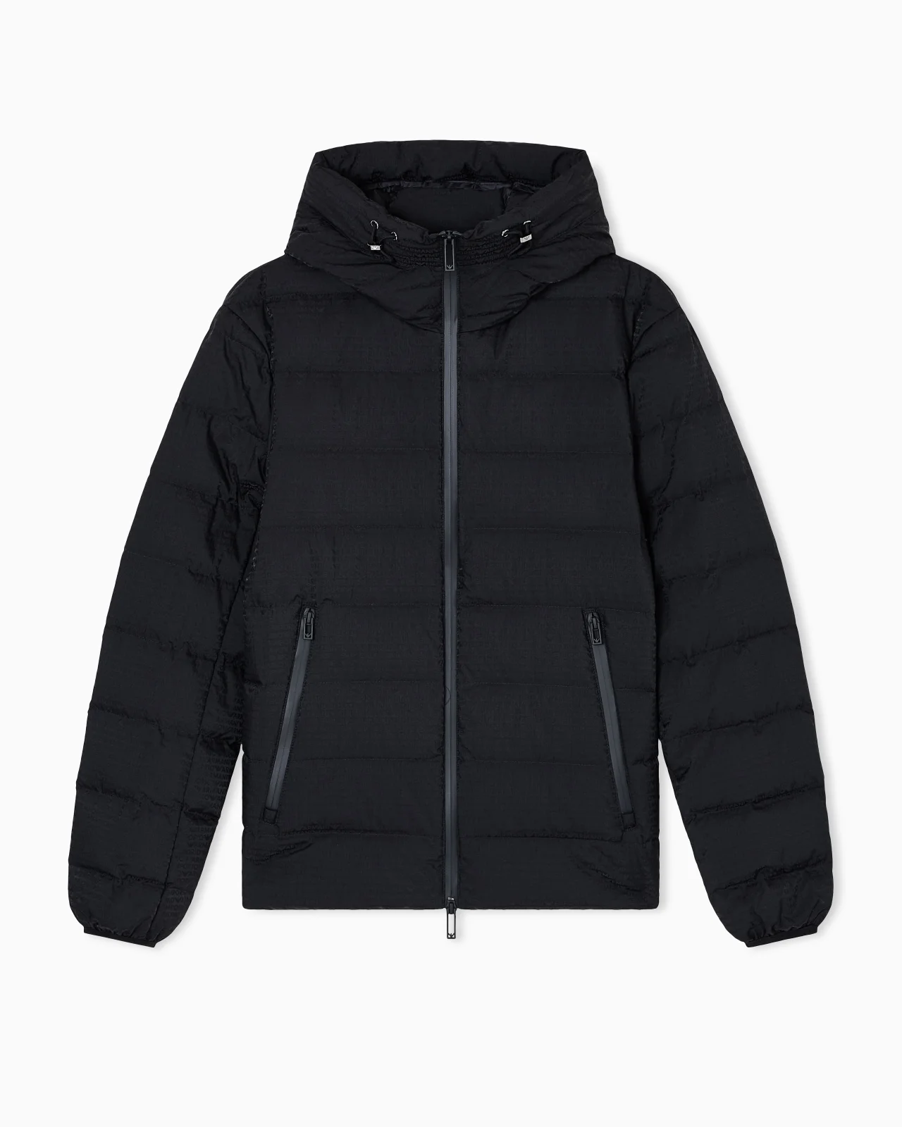HOODED, QUILTED-NYLON DOWN JACKET WITH JACQUARD LOGO LETTERING - 1