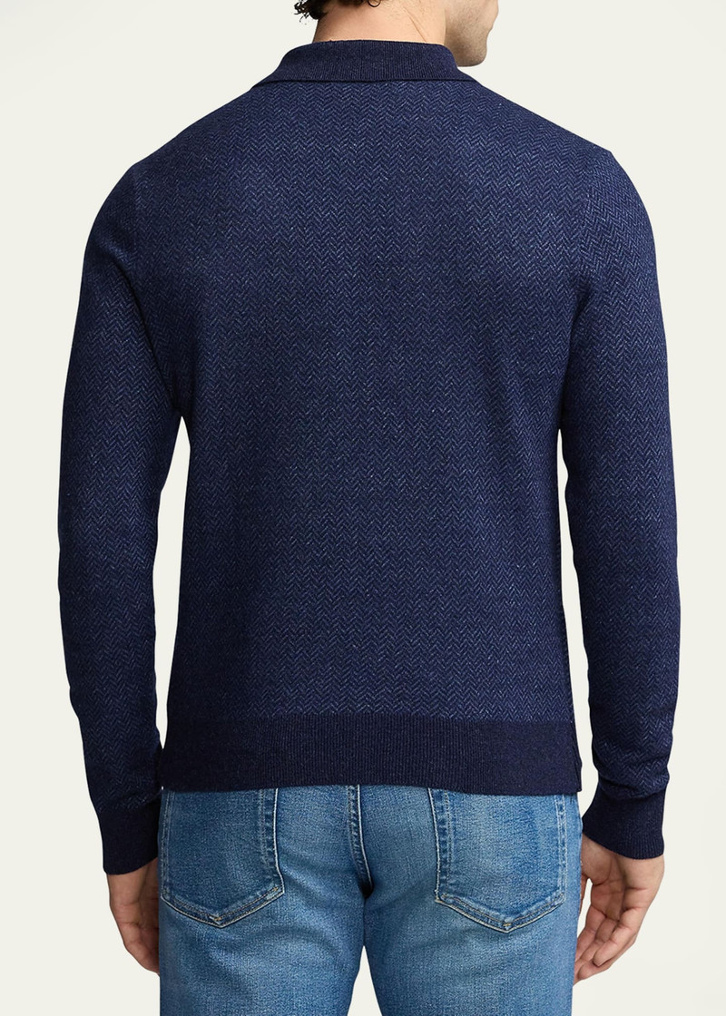 Men's Cashmere Linen Polo Sweater 3