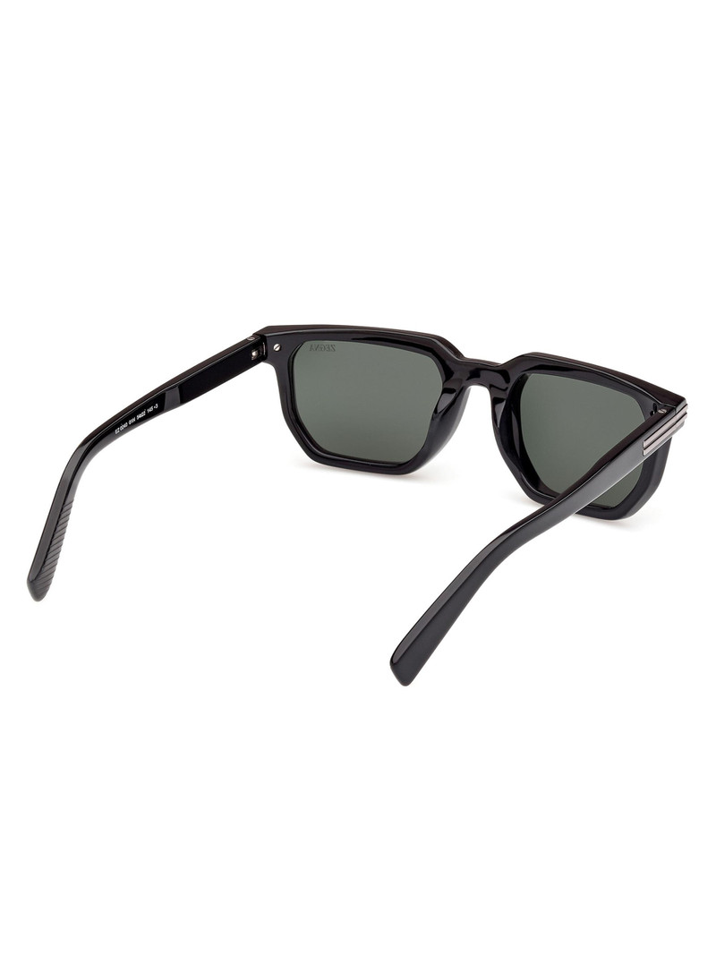 Men's 54MM Rectangular Sunglasses - Shiny Black Green 7