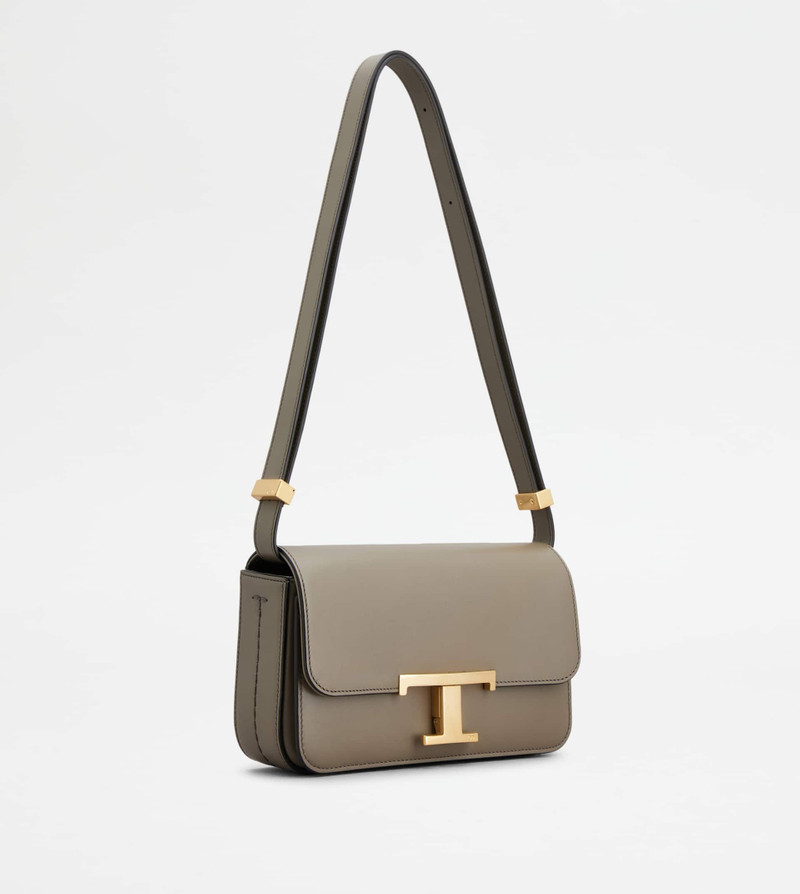 T TIMELESS CROSSBODY BAG IN LEATHER MICRO - BEIGE 3