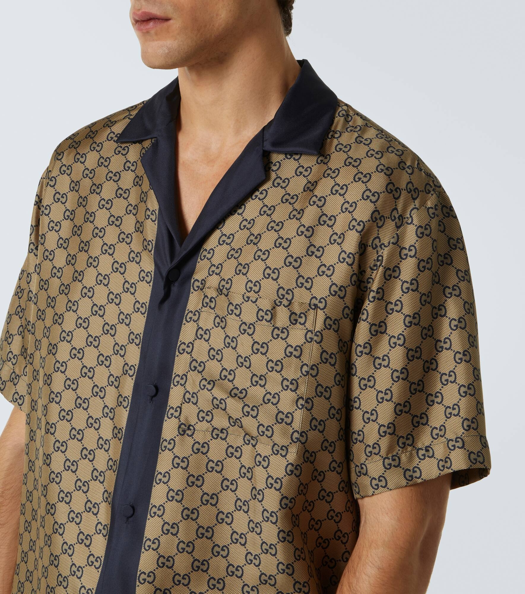 GG printed silk shirt - 5