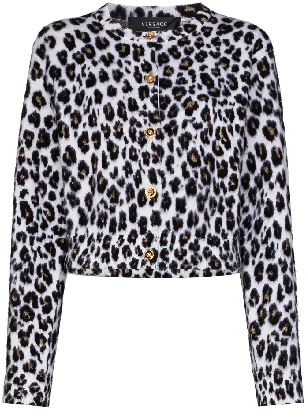 leopard-print knit cardigan - 1