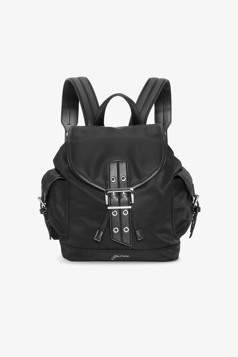 BLACK SMALL BUCKY NYLON BACKPACK 1
