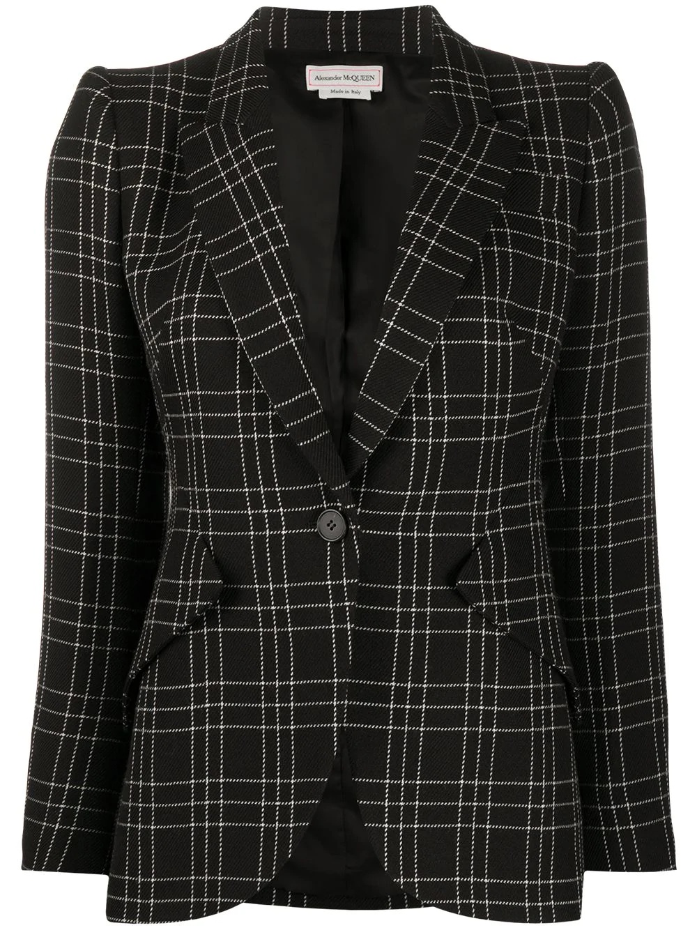 check-print fitted blazer - 1