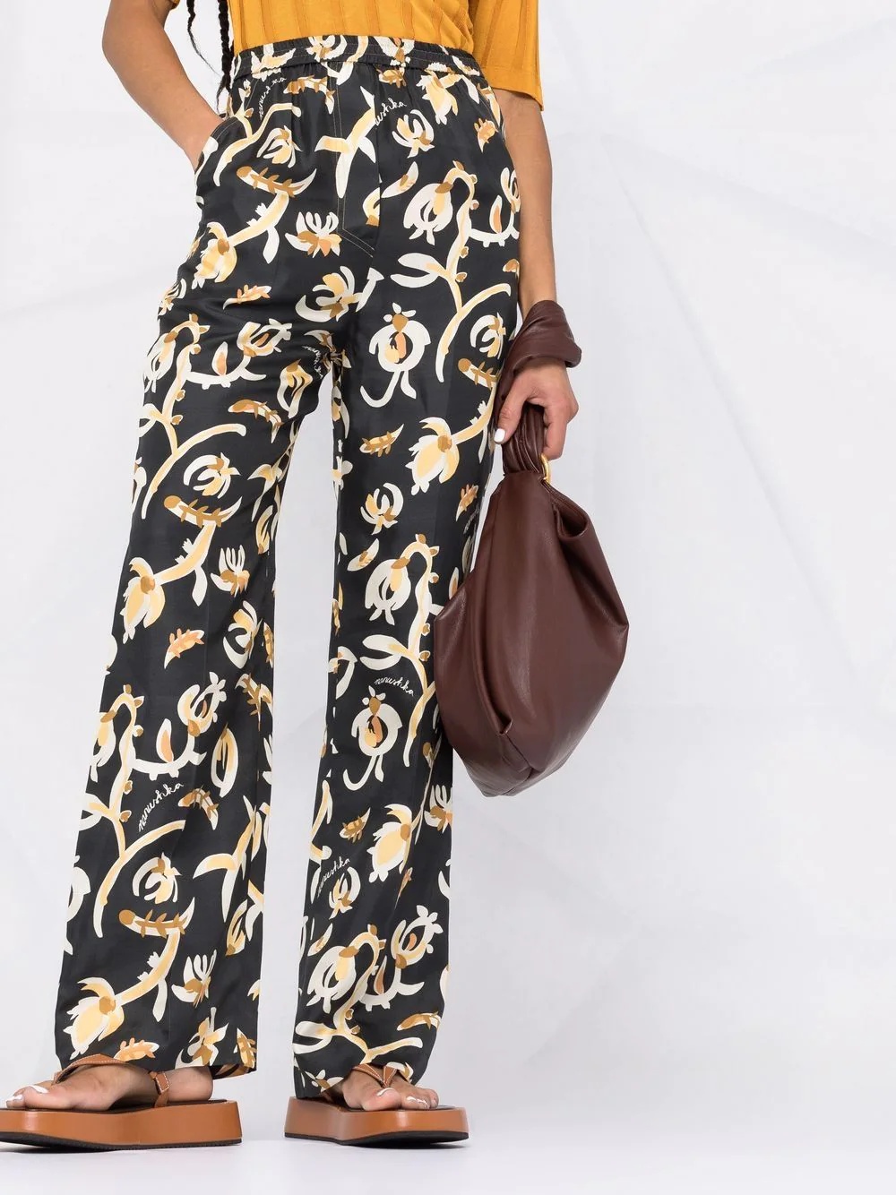 graphic floral-print elasticated-waist trousers - 5