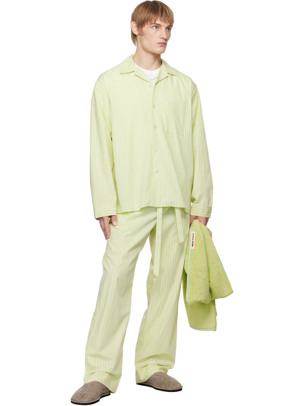 SSENSE Exclusive Green AURALEE Edition Cotton Poplin Pyjama Pants - 5