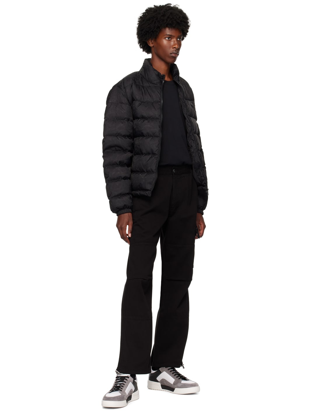 Black Cotton Cargo Pants - 4