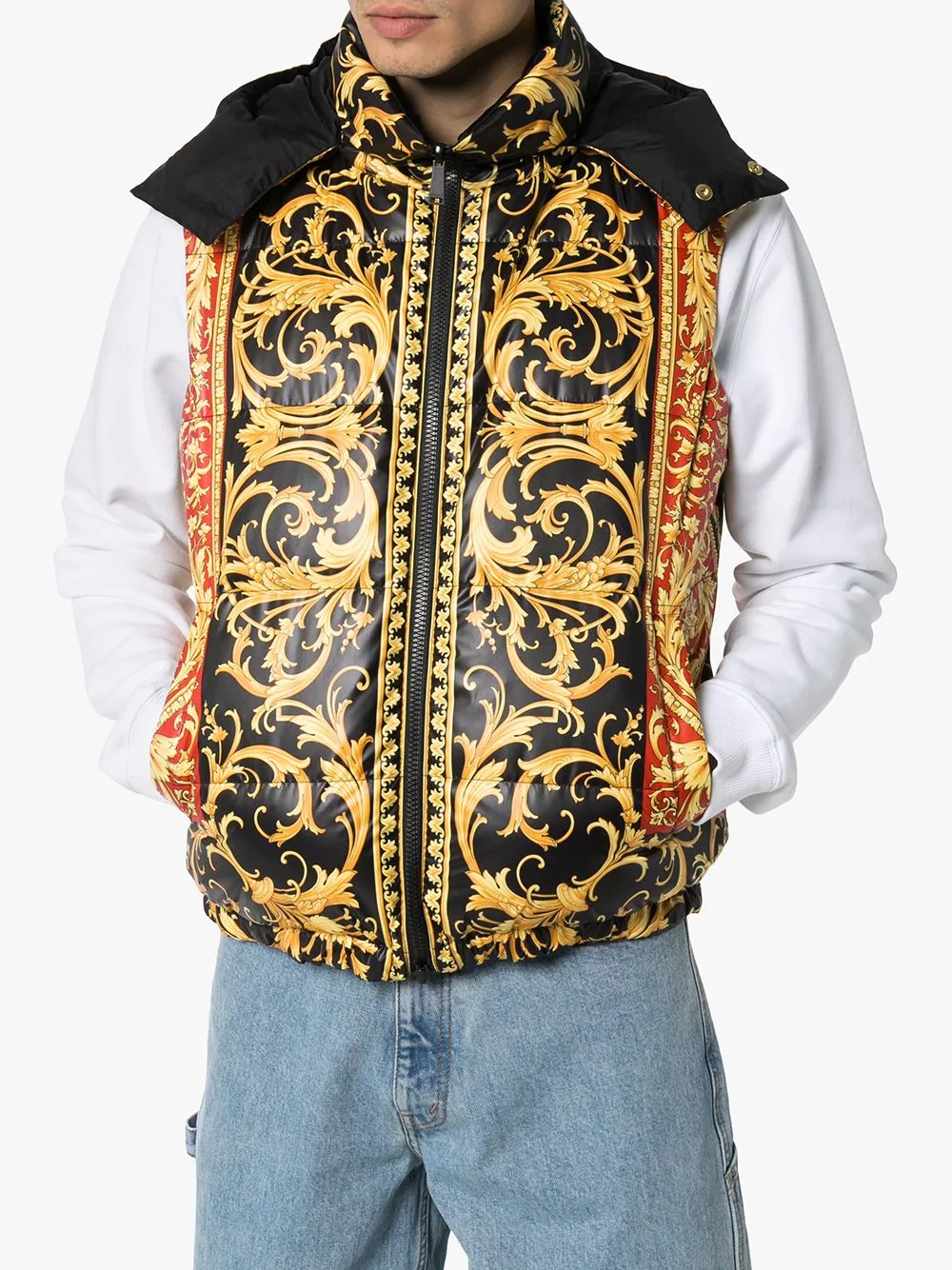 reversible baroque-print padded gilet - 3