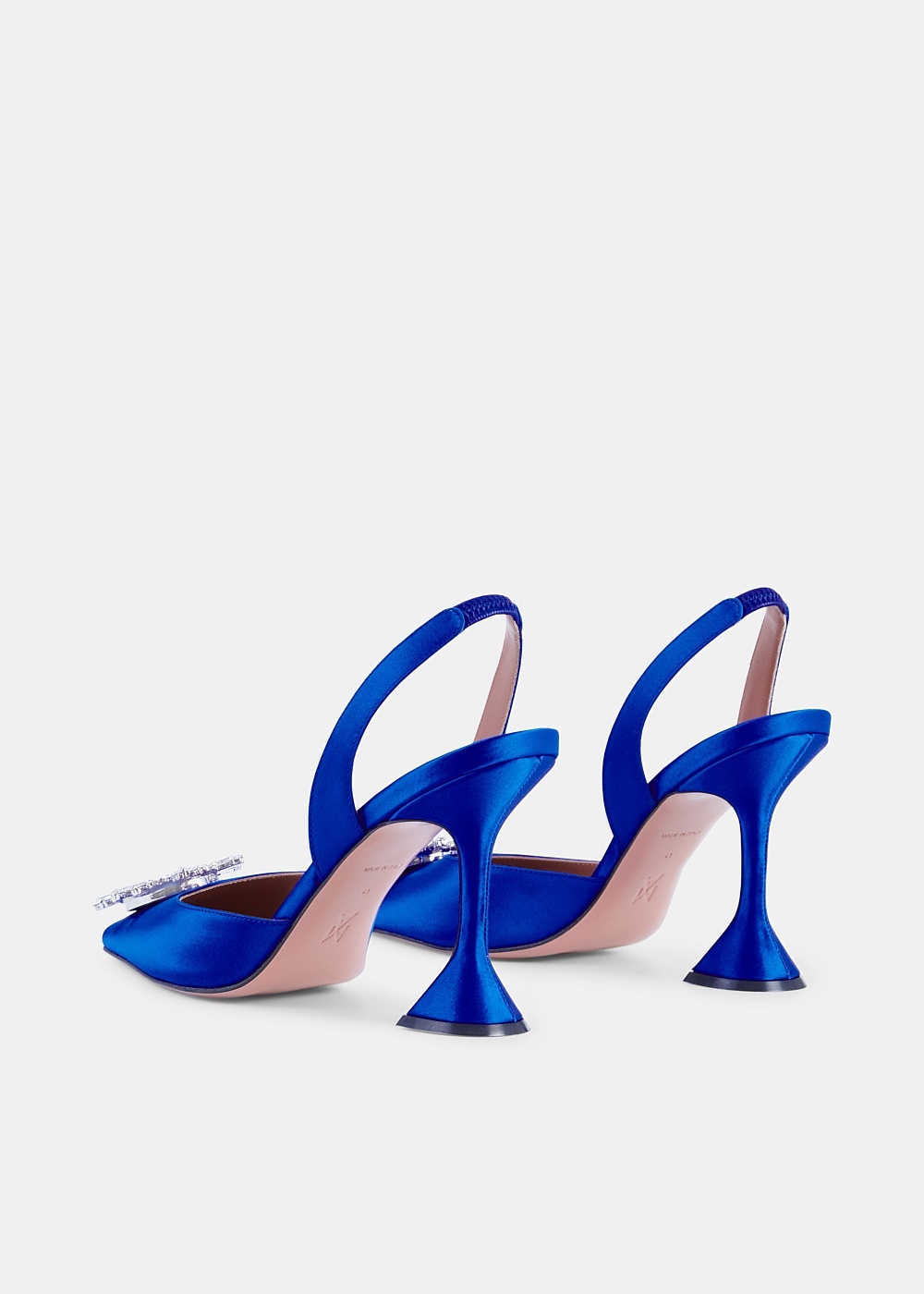 Electric Blue Satin Begum Slingback Pumps - 3