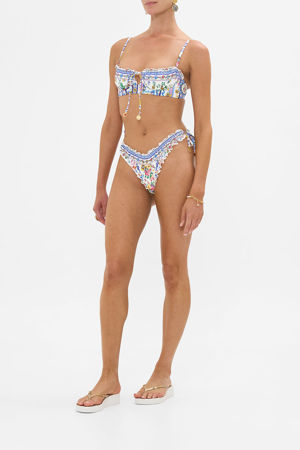 RUCHED CUP UNDERWIRE BIKINI TOP W TIE FRONT - 4