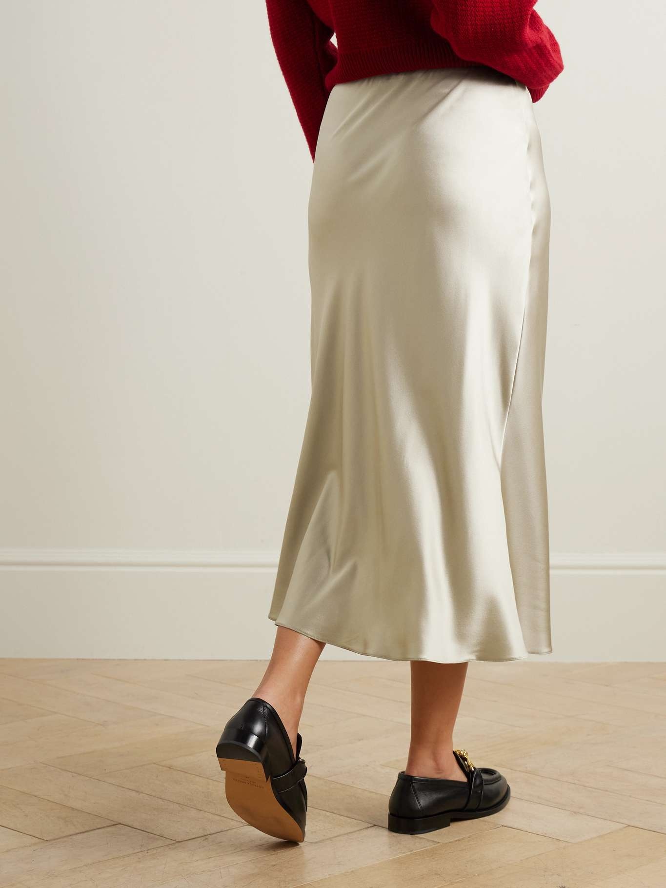 Carnet silk-satin midi skirt - 3