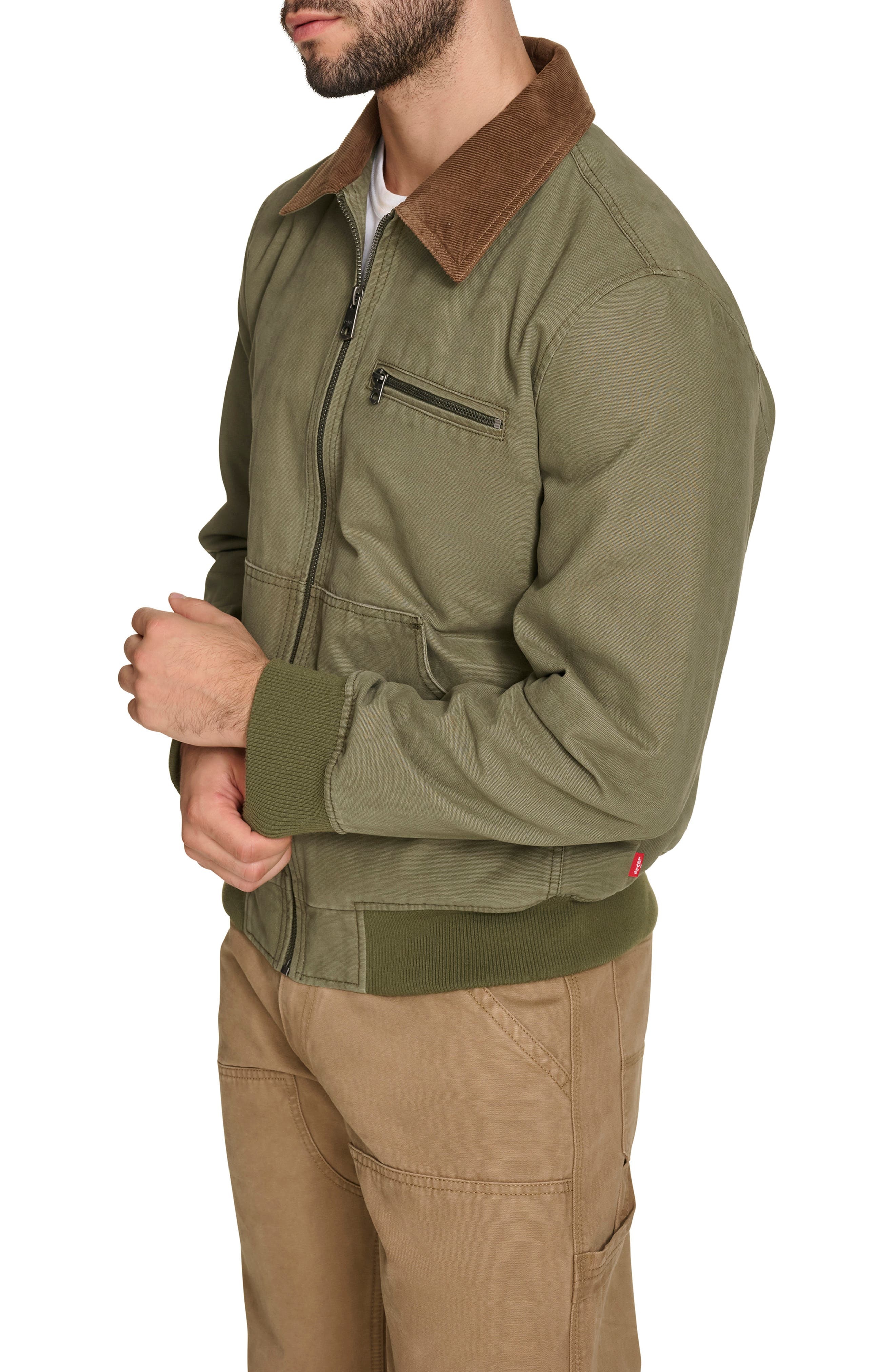 levi's Corduroy Collar Western Twill Bomber Jacket in Grapeleaf at Nordstrom - 3