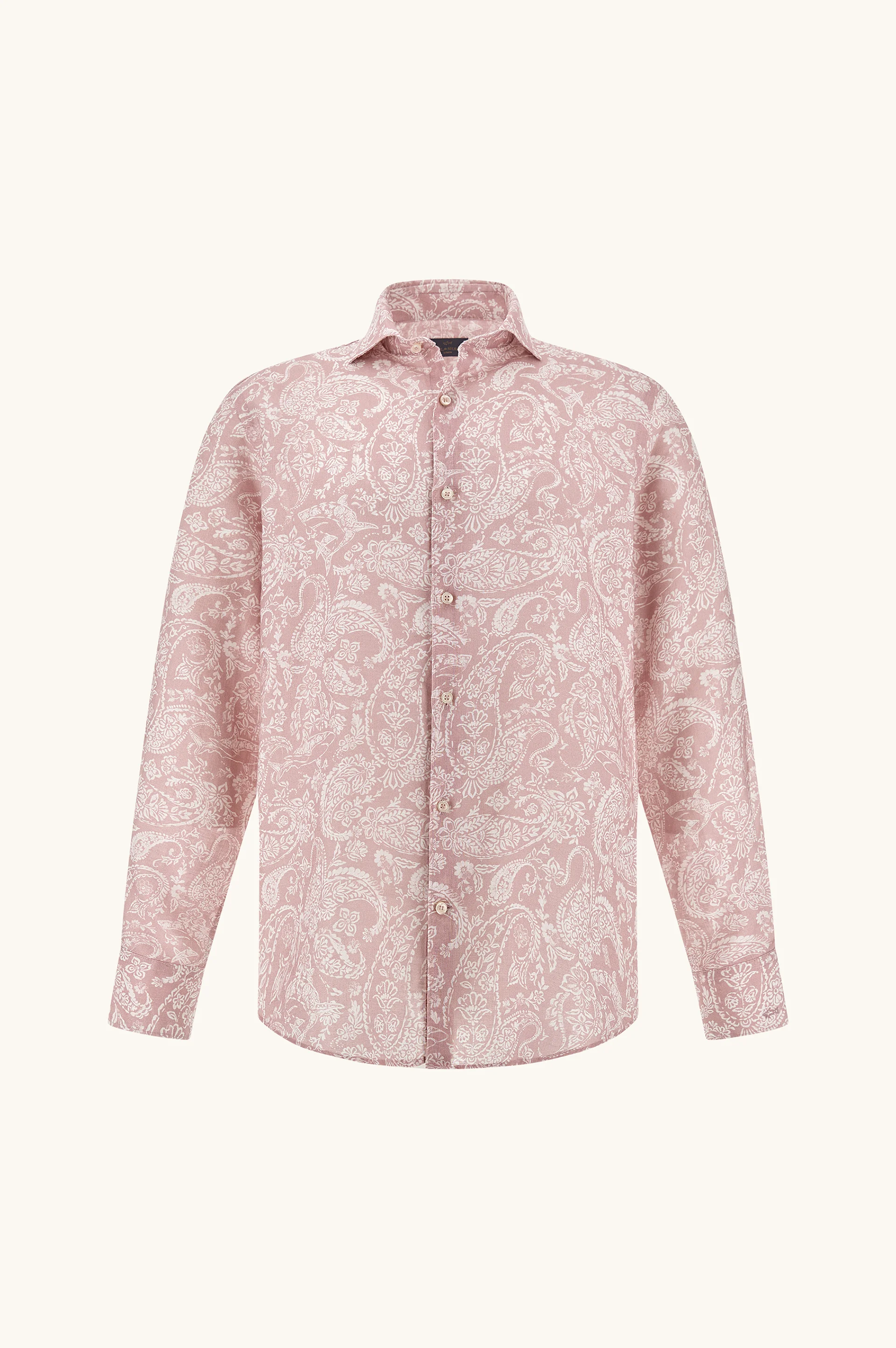 LINEN SHIRT WITH SHARK PAISLEY PATTERN - 1