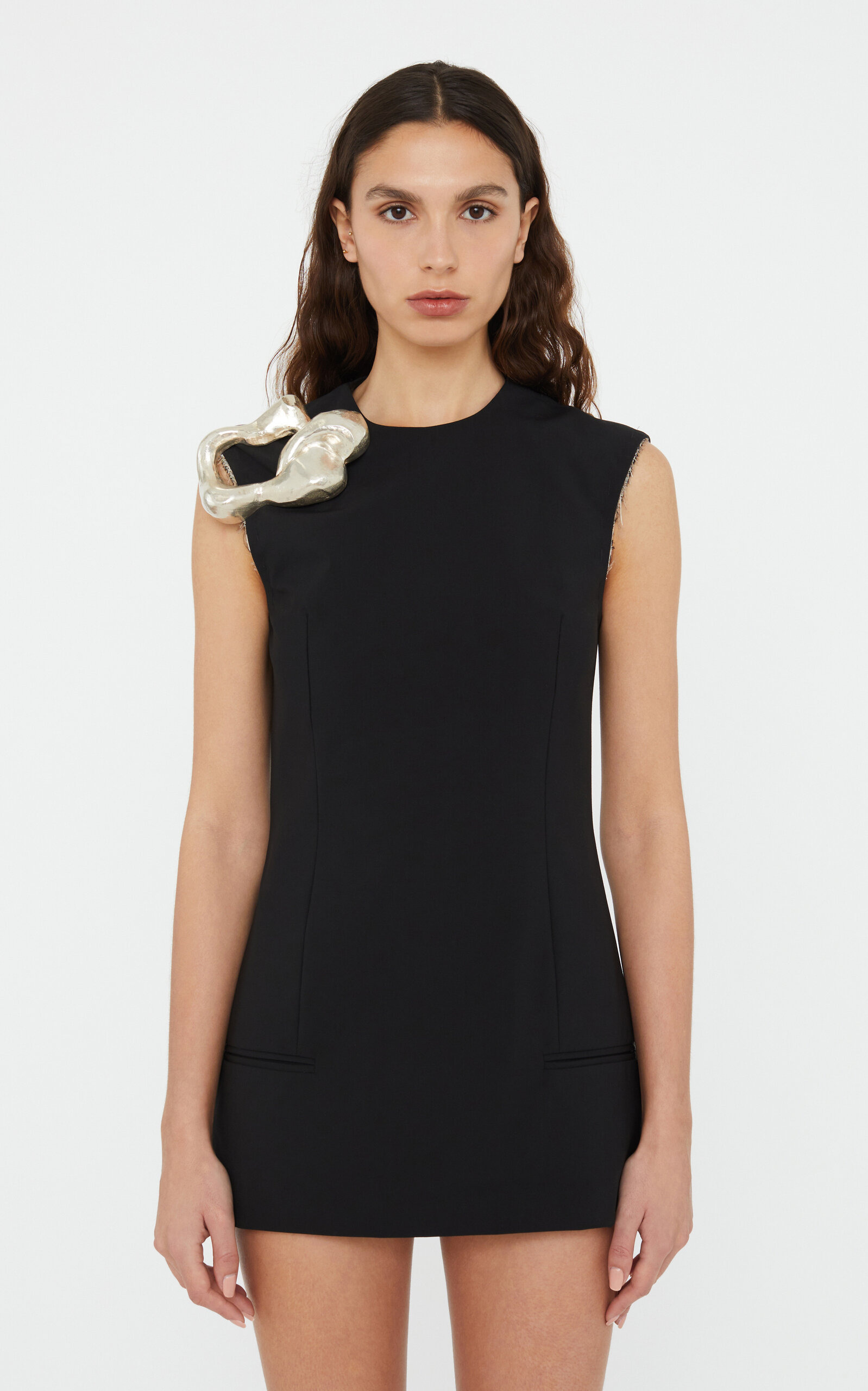 Embellished Stretch-Wool Mini Dress black - 6