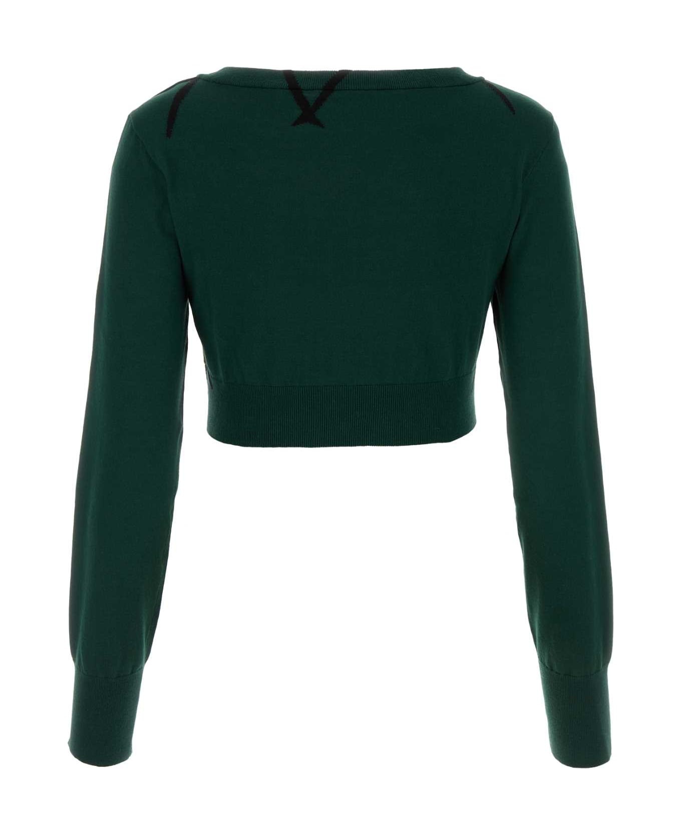 Bottle Green Cotton Sweater - 2