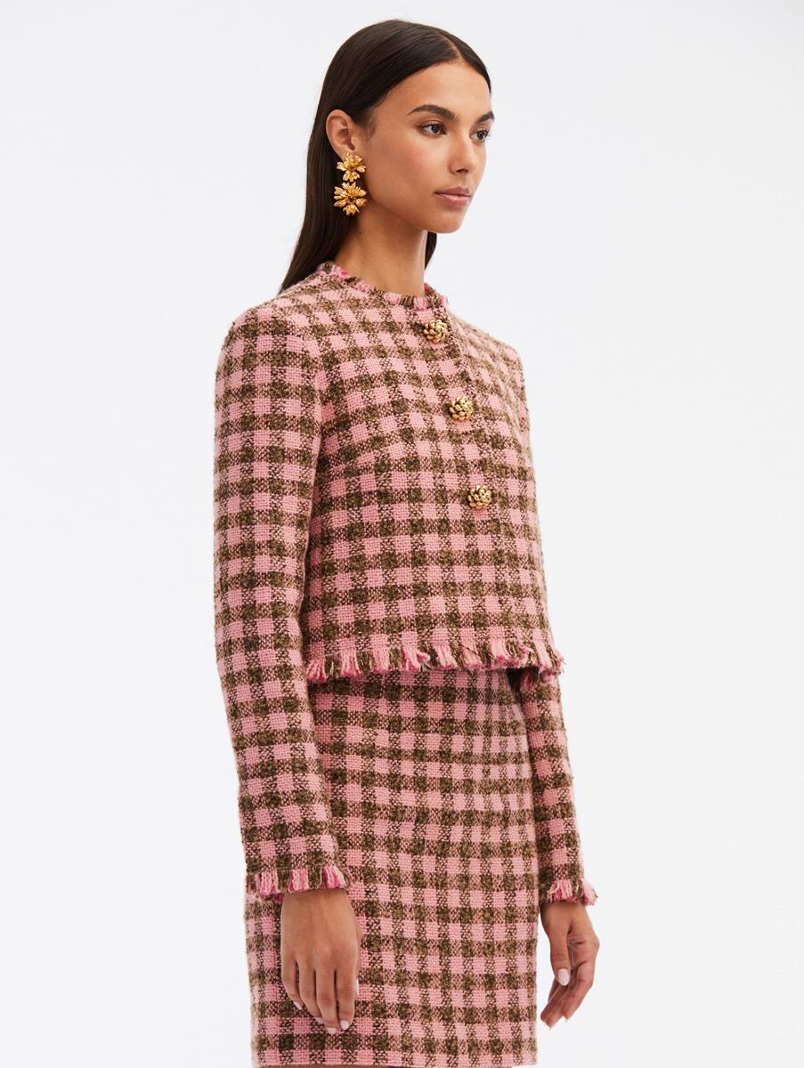 CHECKERED TWEED JACKET - 4