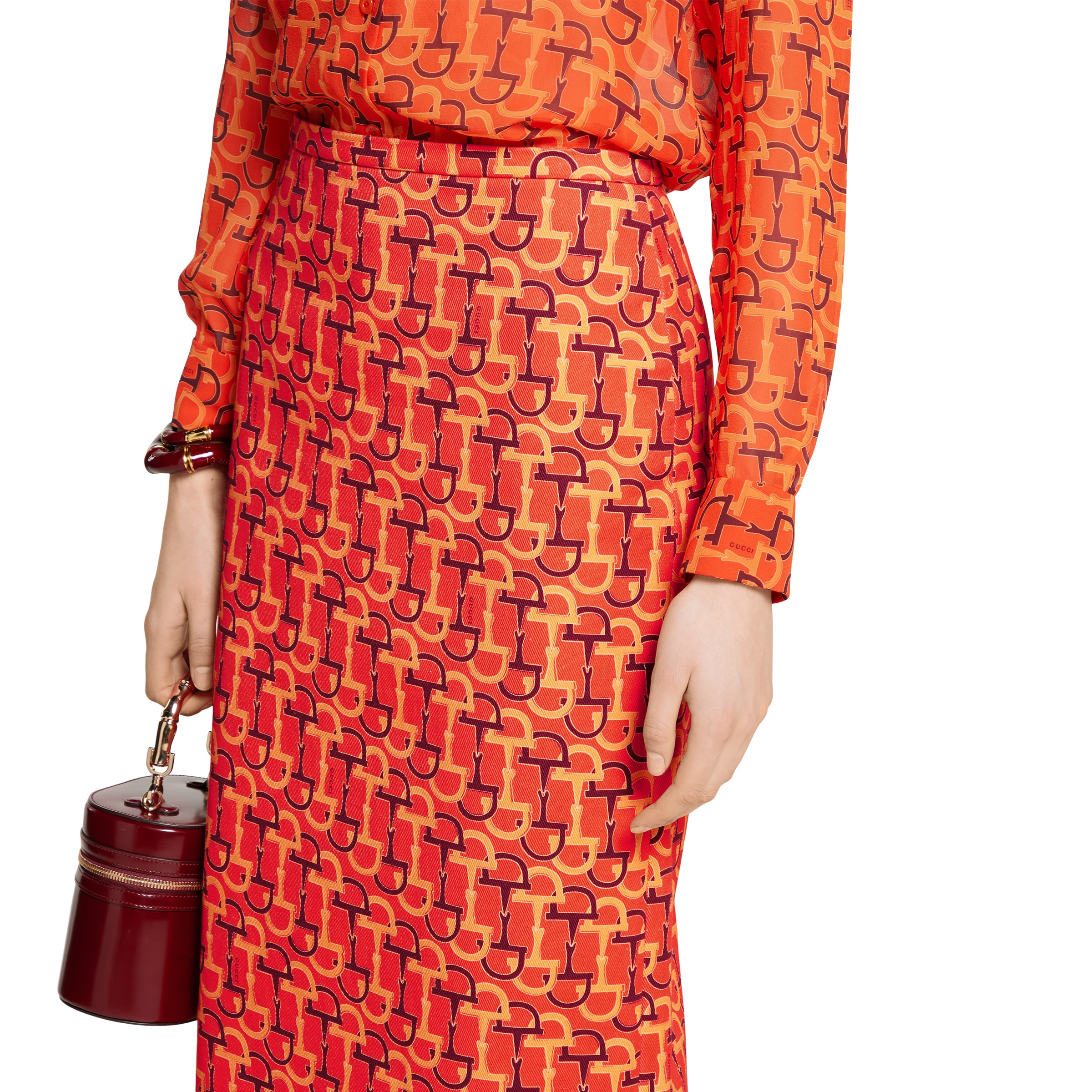 Printed cotton mid-length skirt - 5