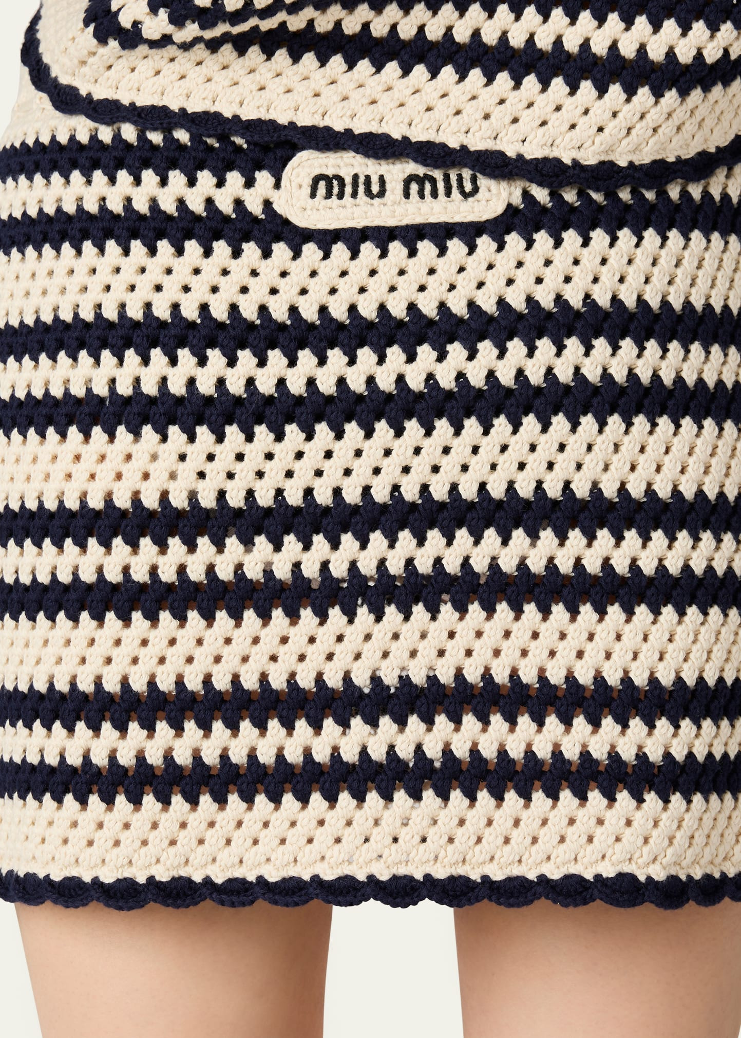 Striped Cotton Crochet Mini Skirt - 5