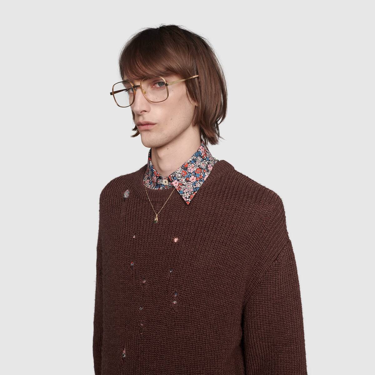 Rib knit wool oversize sweater - 5