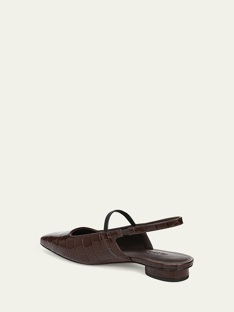 Vince Venice Croc-Embossed Leather Slingback Flats outlook