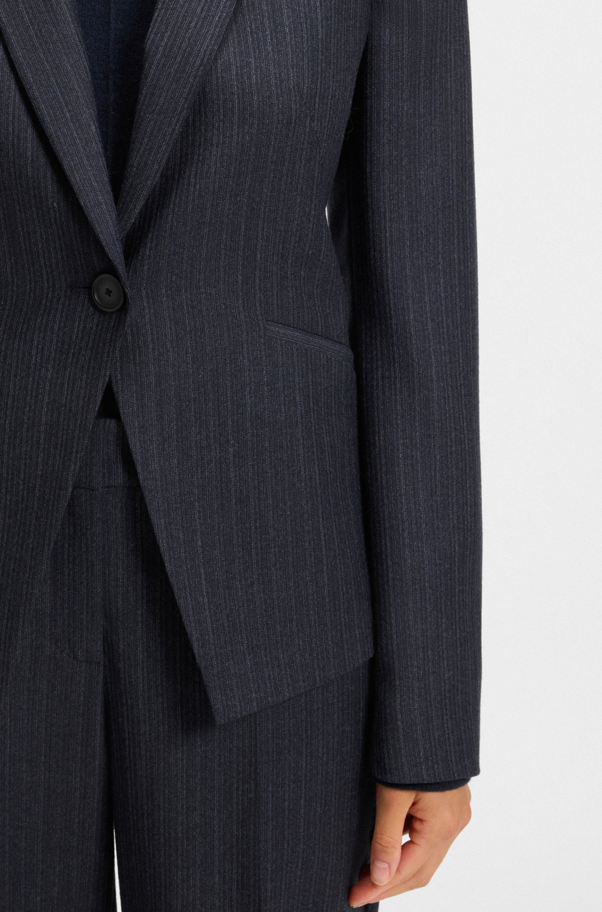 SLIM-FIT BLAZER IN STRIPED VIRGIN WOOL - 6