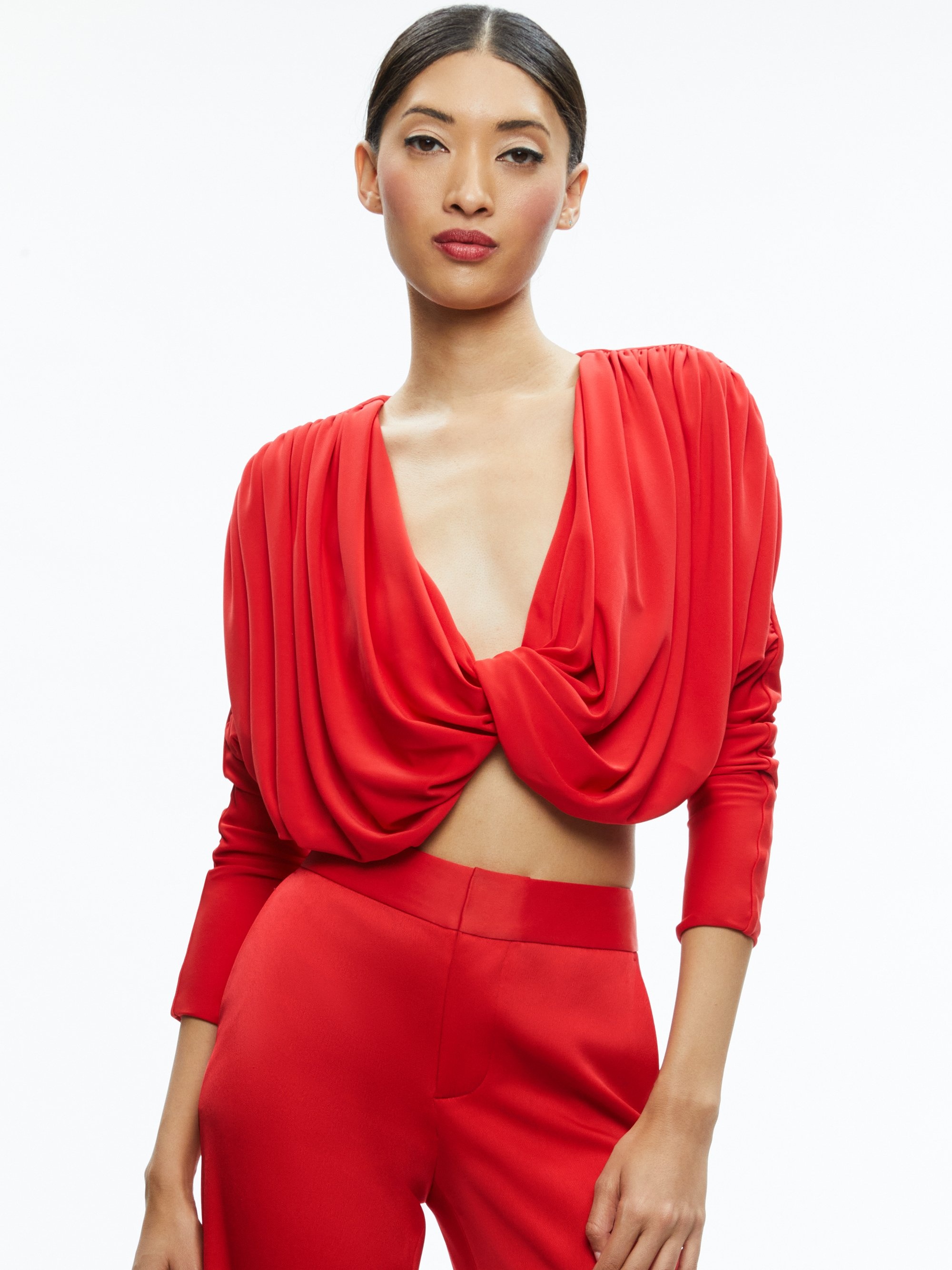 ELDA TWISTED DRAPED CROPPED TOP - 2