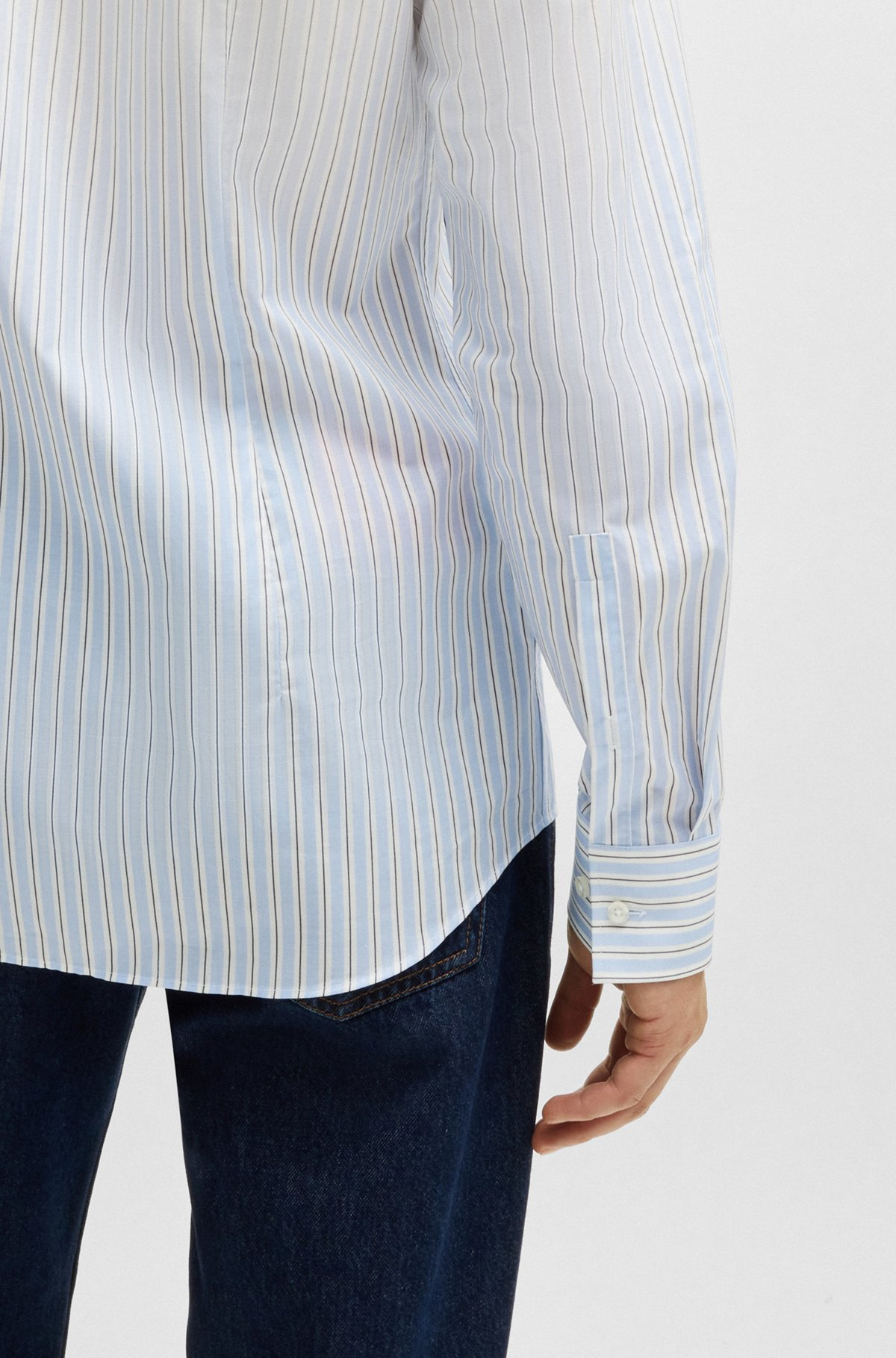 SLIM-FIT SHIRT IN DEGRADÉ-STRIPE COTTON POPLIN - 6