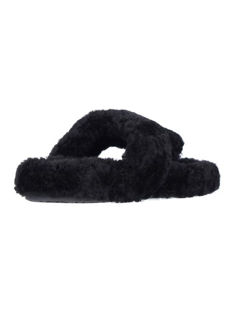 Loewe Women Shearling Thong Sandals - 4