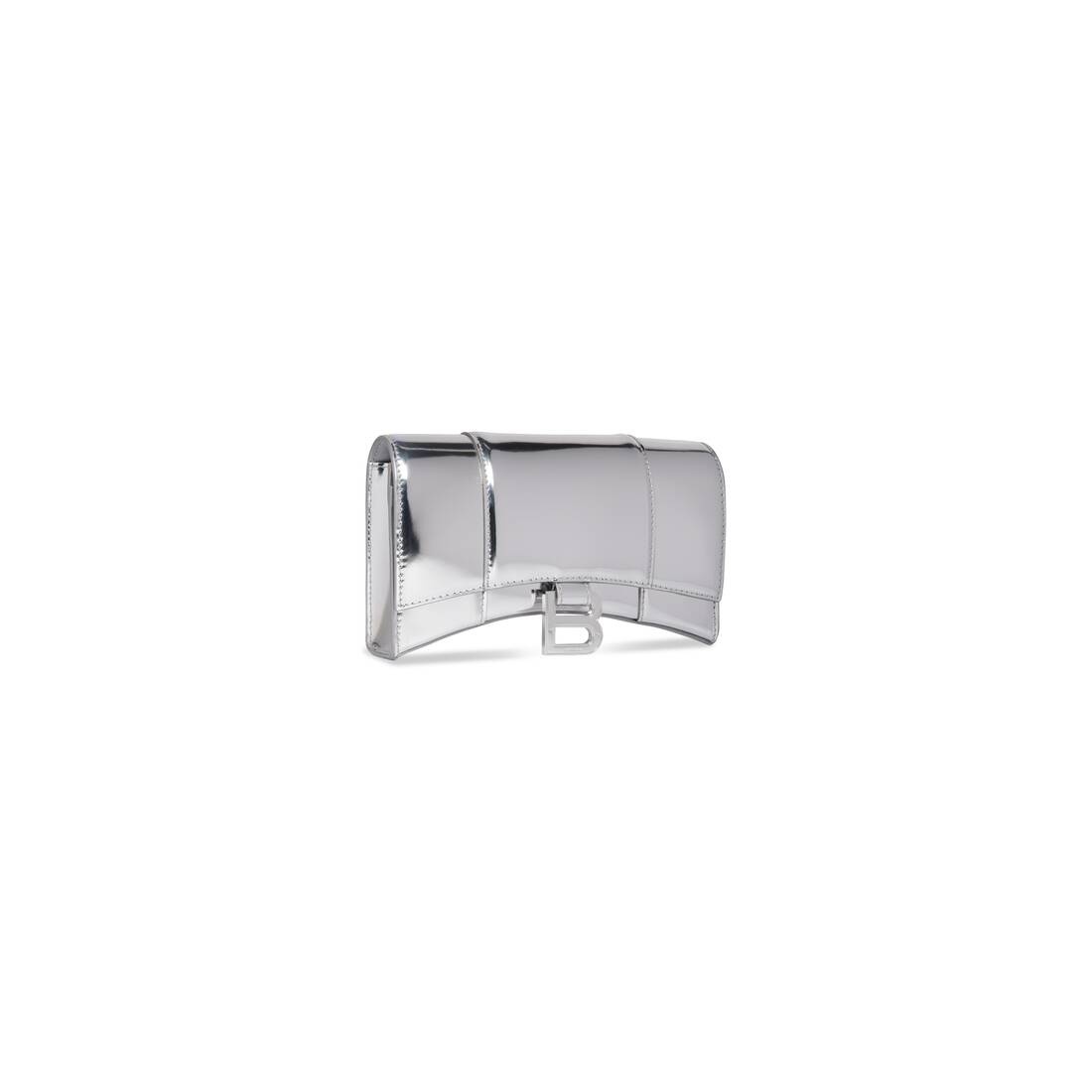 Women's Hourglass Wallet On Chain Mirror Effect in Silver - 2