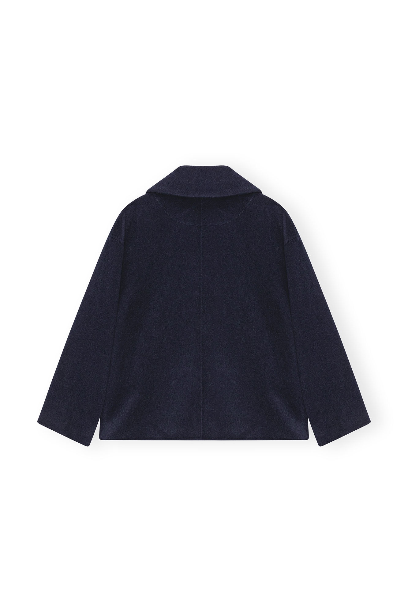 BLUE WOOL WIDE COLLAR JACKET - 2