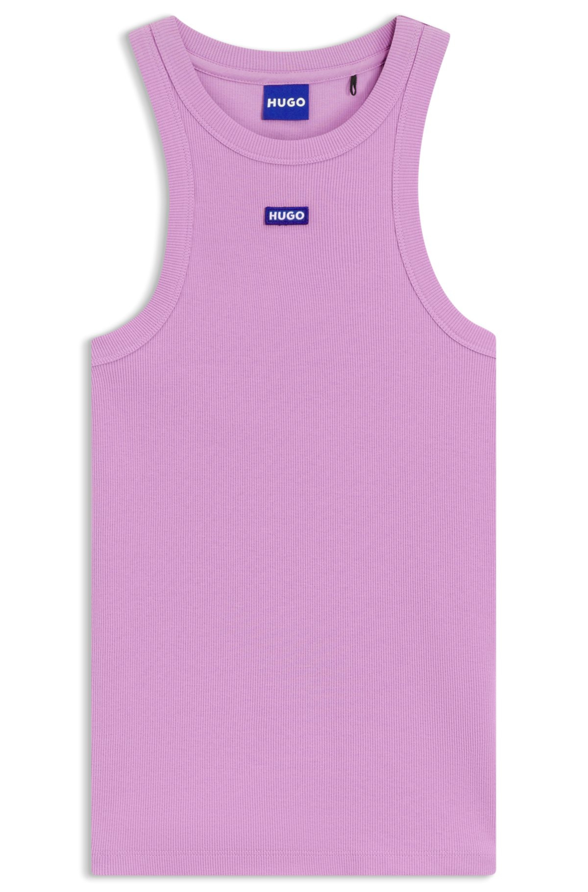 SLIM-FIT STRETCH-COTTON TOP WITH BLUE LOGO BADGE - 1