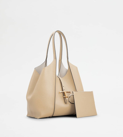 Tod's T TIMELESS SHOPPING BAG IN LEATHER SMALL - BEIGE outlook
