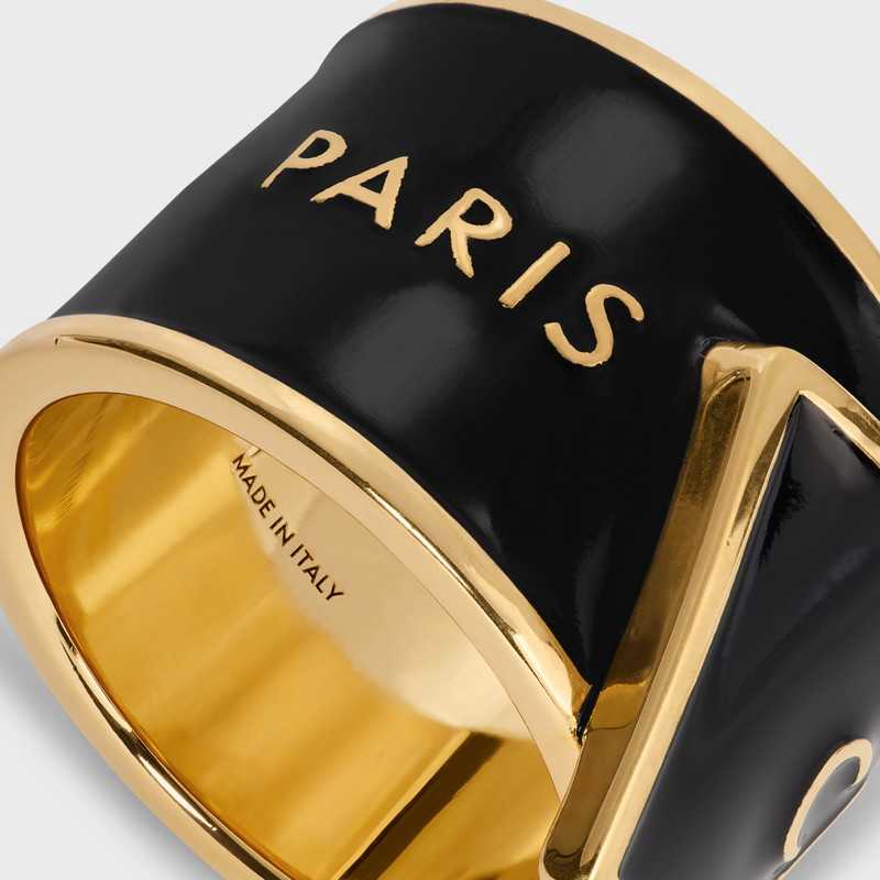 CELINE CELINE RIBBON LARGE RING IN ENAMEL AND BRASS WITH GOLD FINISH outlook