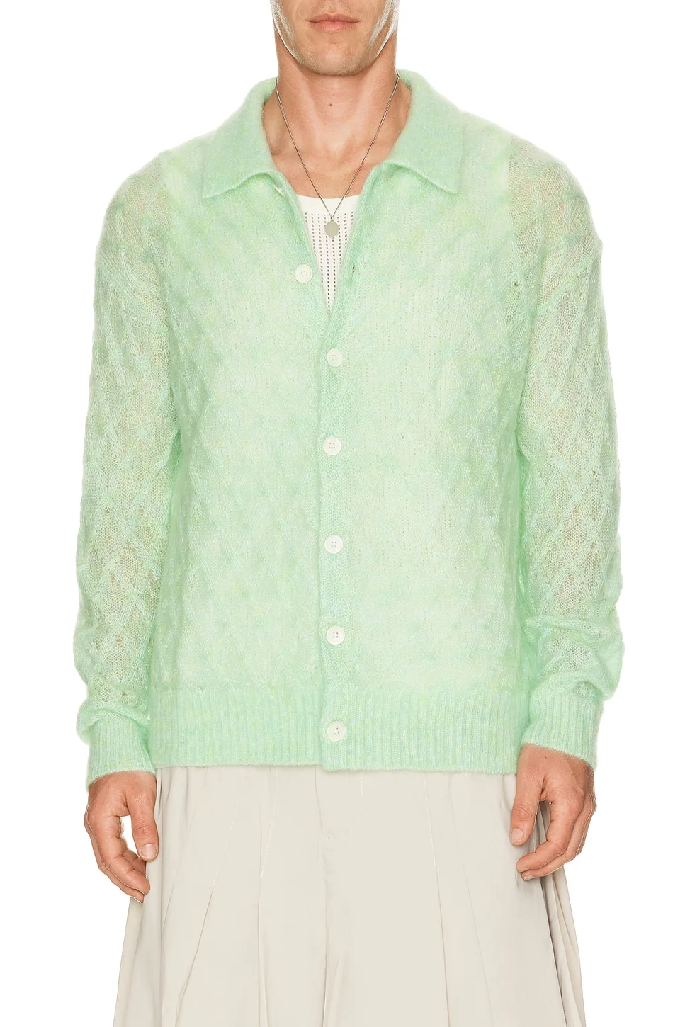 Knitted Cardigan Sweater - 1
