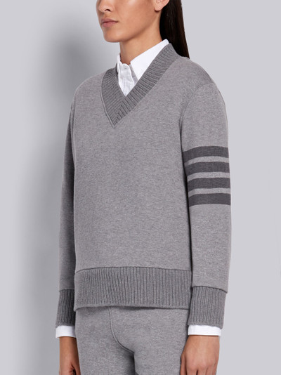 Thom Browne Medium Grey Cotton Loopback Relaxed Fit Tonal 4-Bar V-neck Sweatshirt outlook