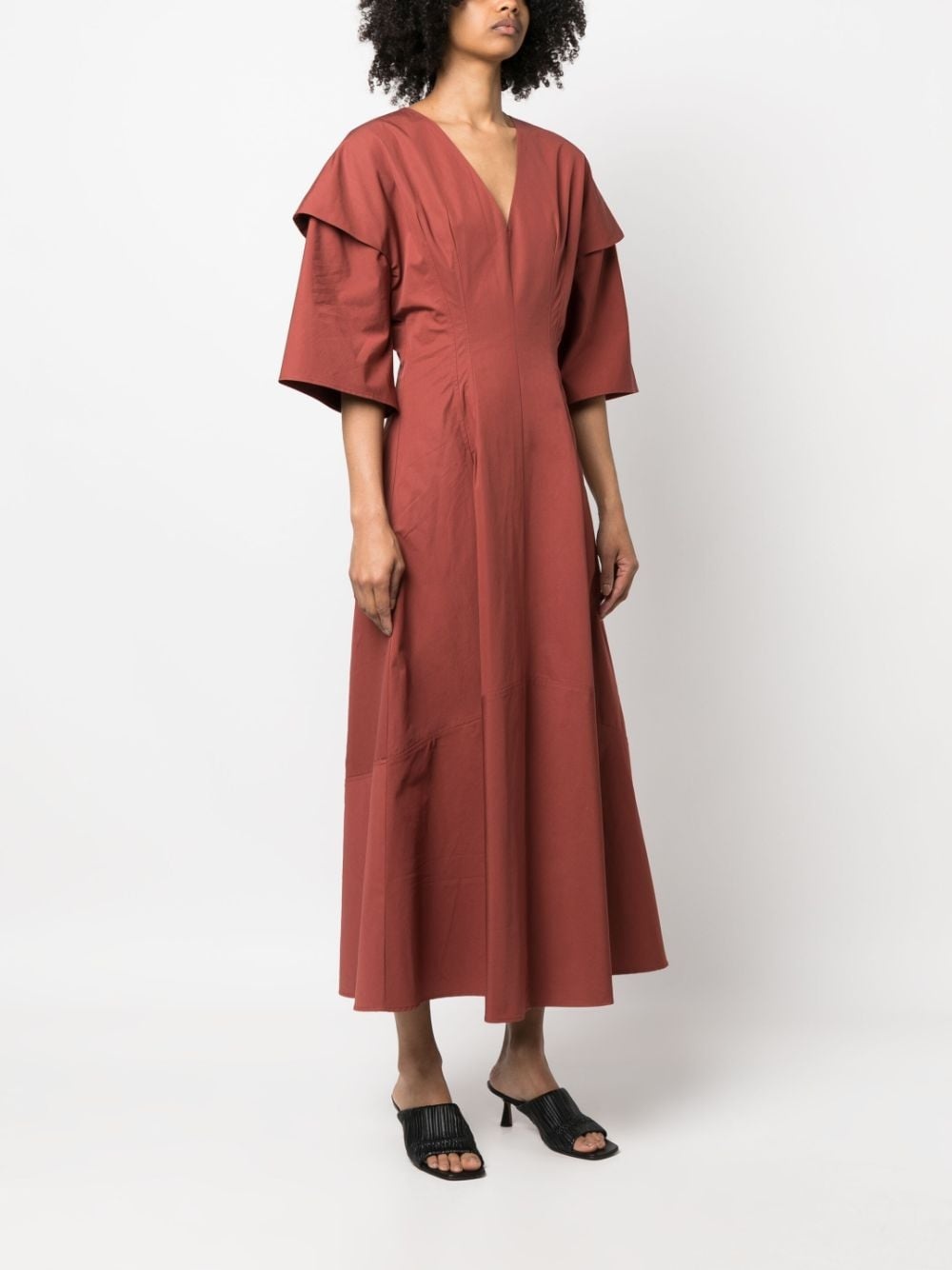 layered-sleeve maxi dress - 3