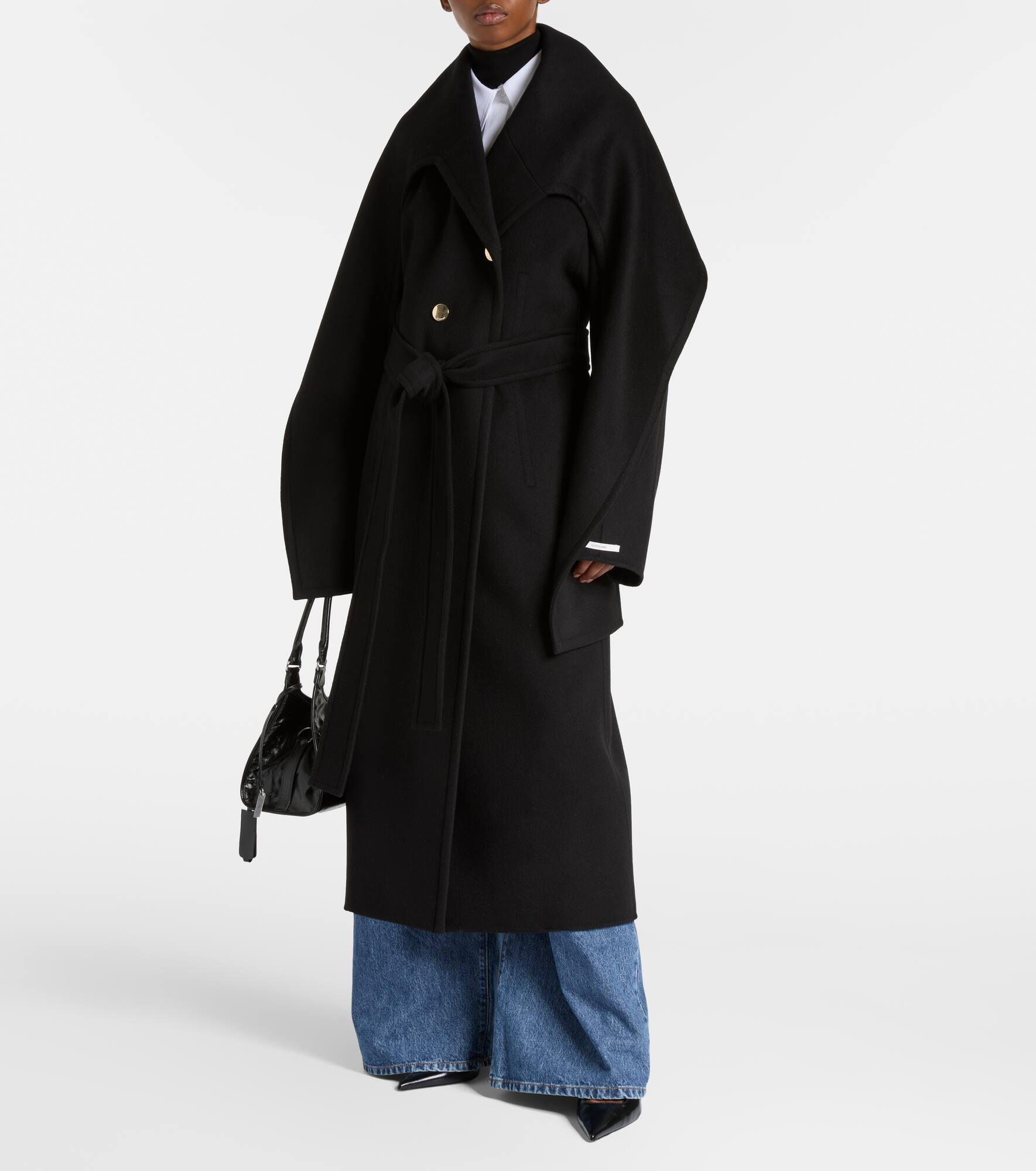 Baldo scarf-detail virgin wool coat - 7