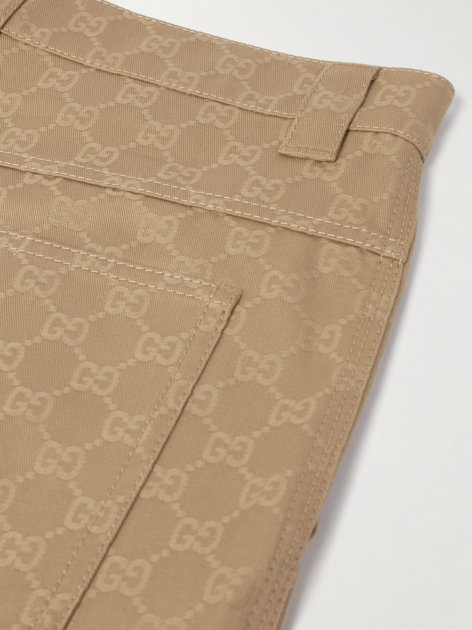 Straight-Leg Cotton Trousers Beige - 5