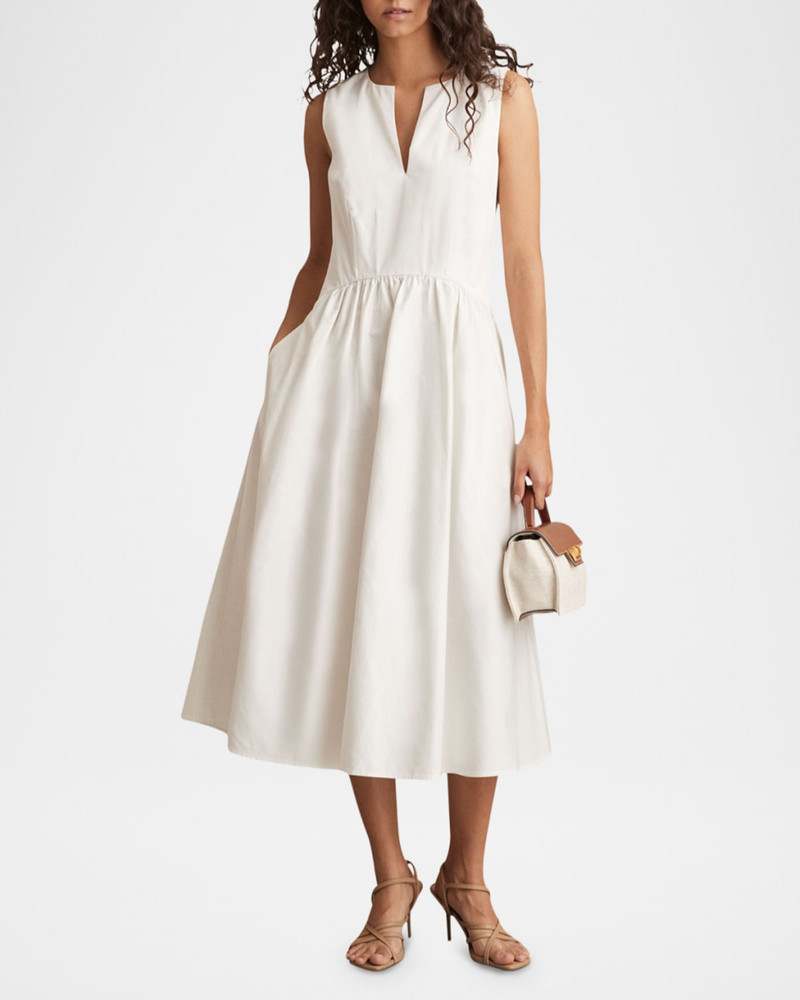 REISS Liza Sleeveless Cotton Midi Dress outlook