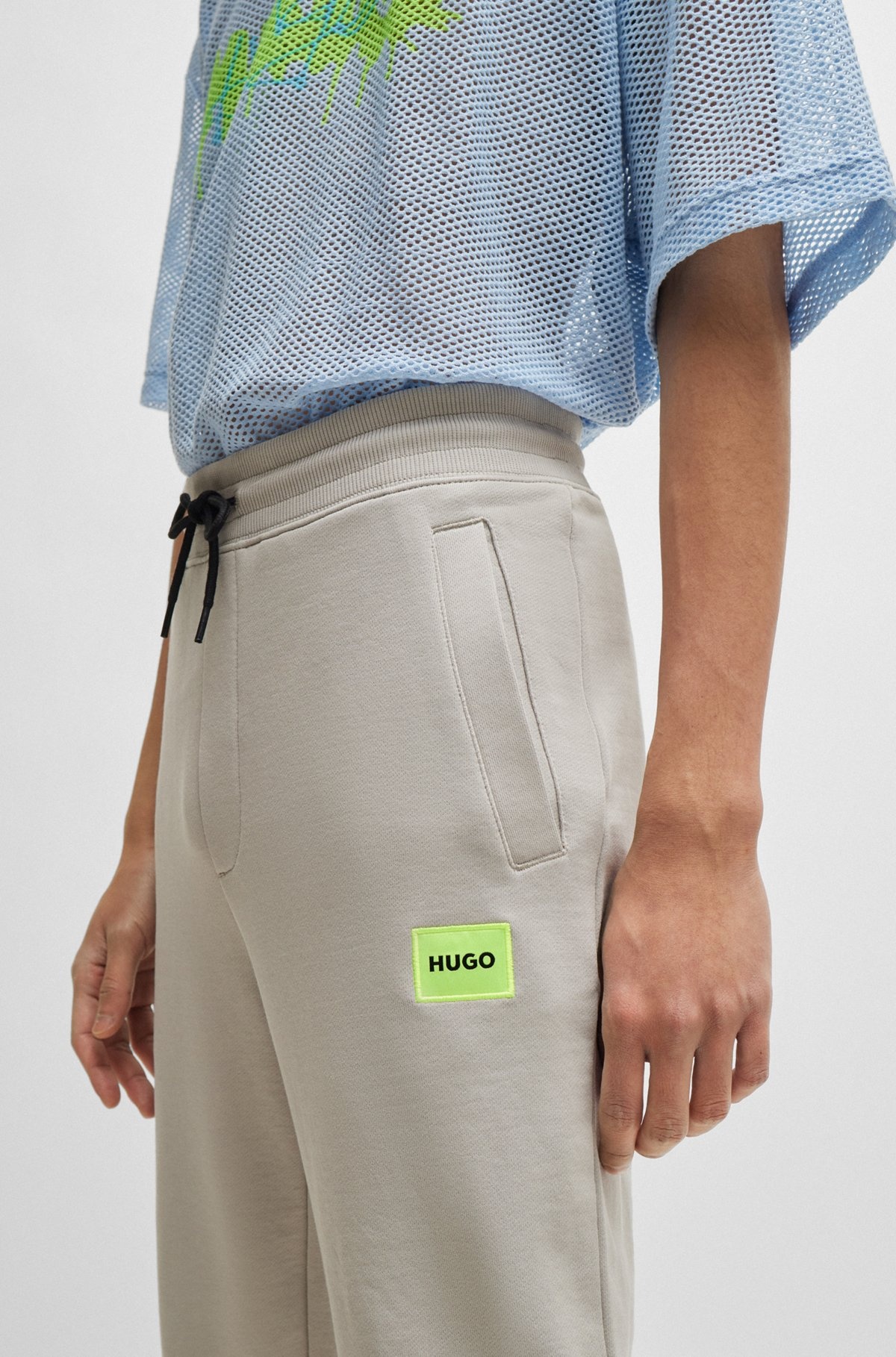 COTTON-TERRY TRACKSUIT BOTTOMS WITH RED LOGO LABEL - 3