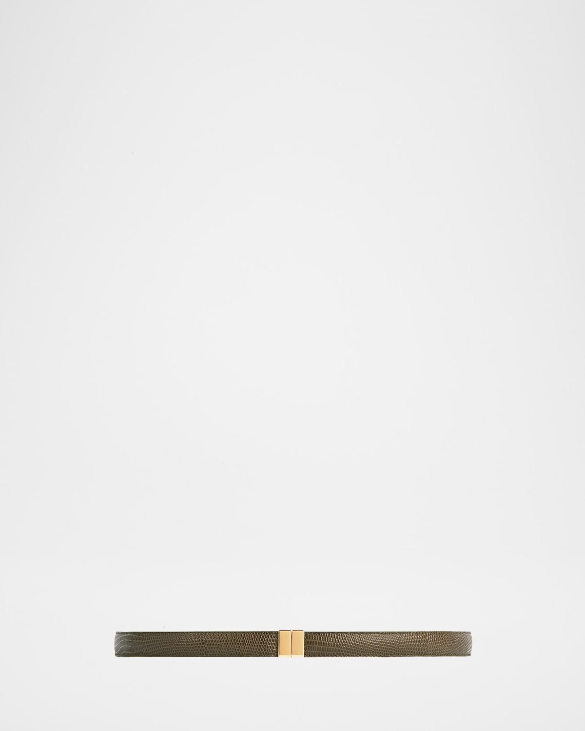 Slide Clasp Lizard-Embossed Leather Belt - 1